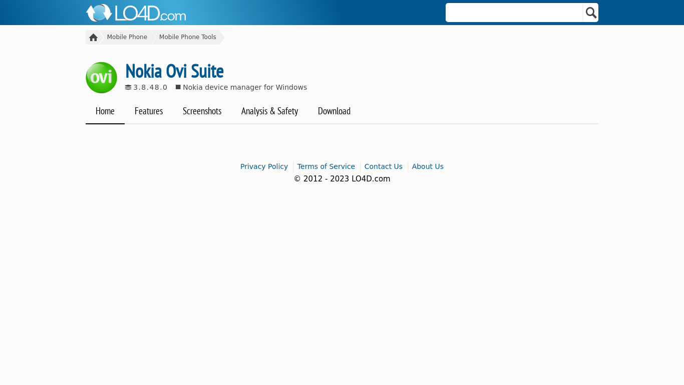 Nokia Ovi Suite Landing page