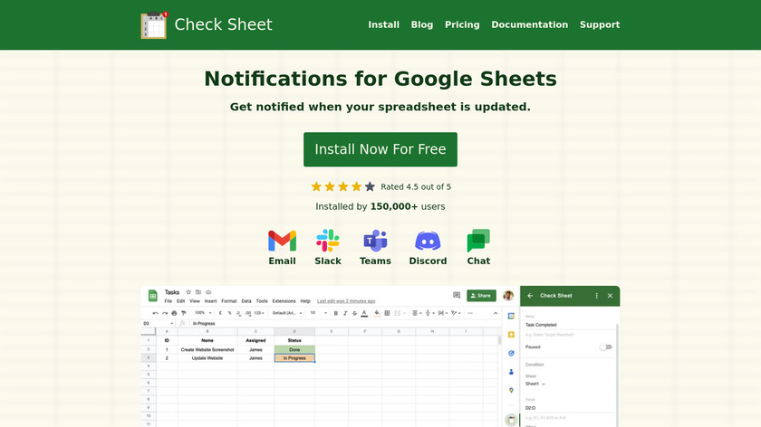 Check Sheet Landing Page