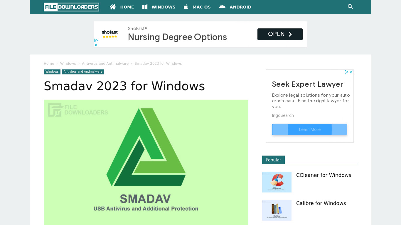 Smadav for Windows Landing page