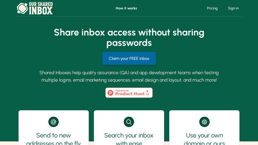 Our Shared Inbox Landing Page