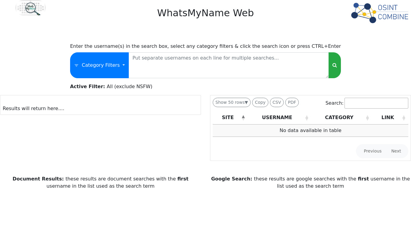 What’s My Name Landing page