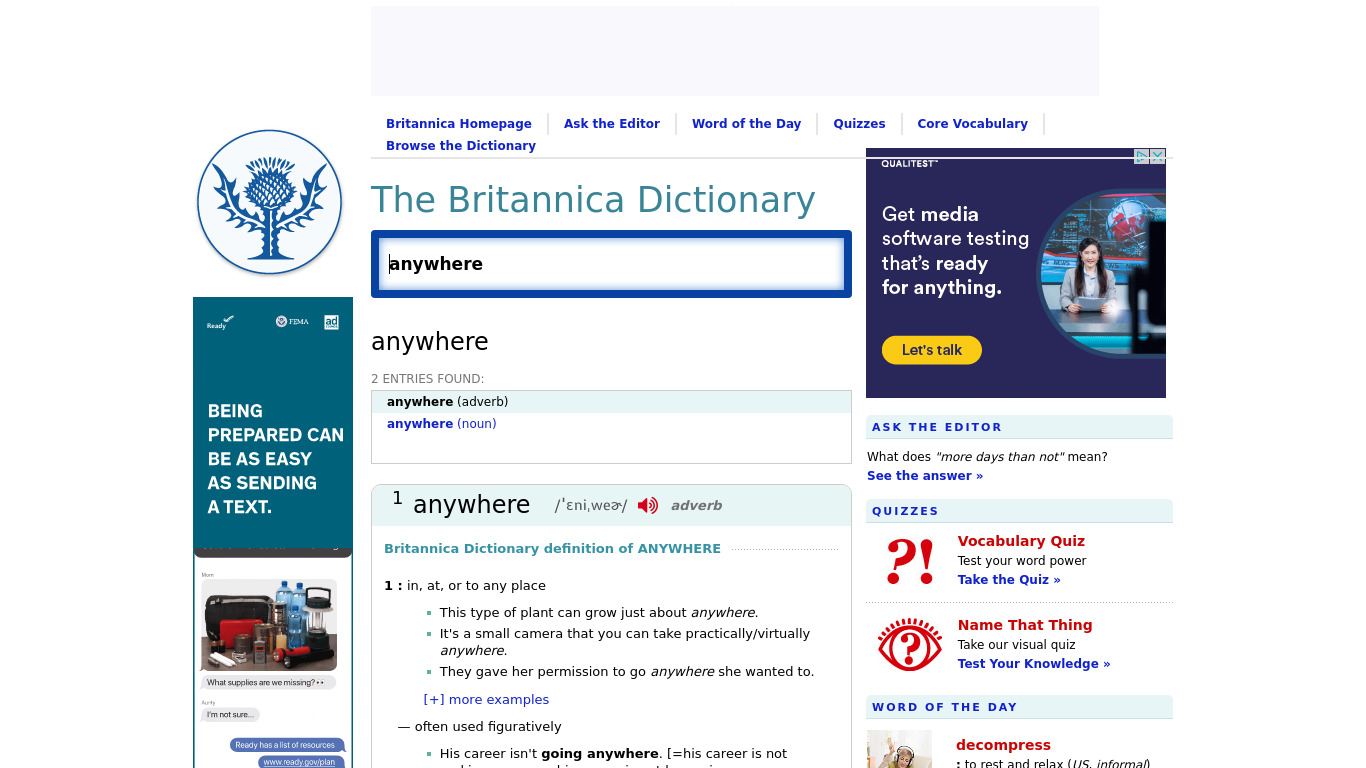 Dictionary Anywhere Landing page