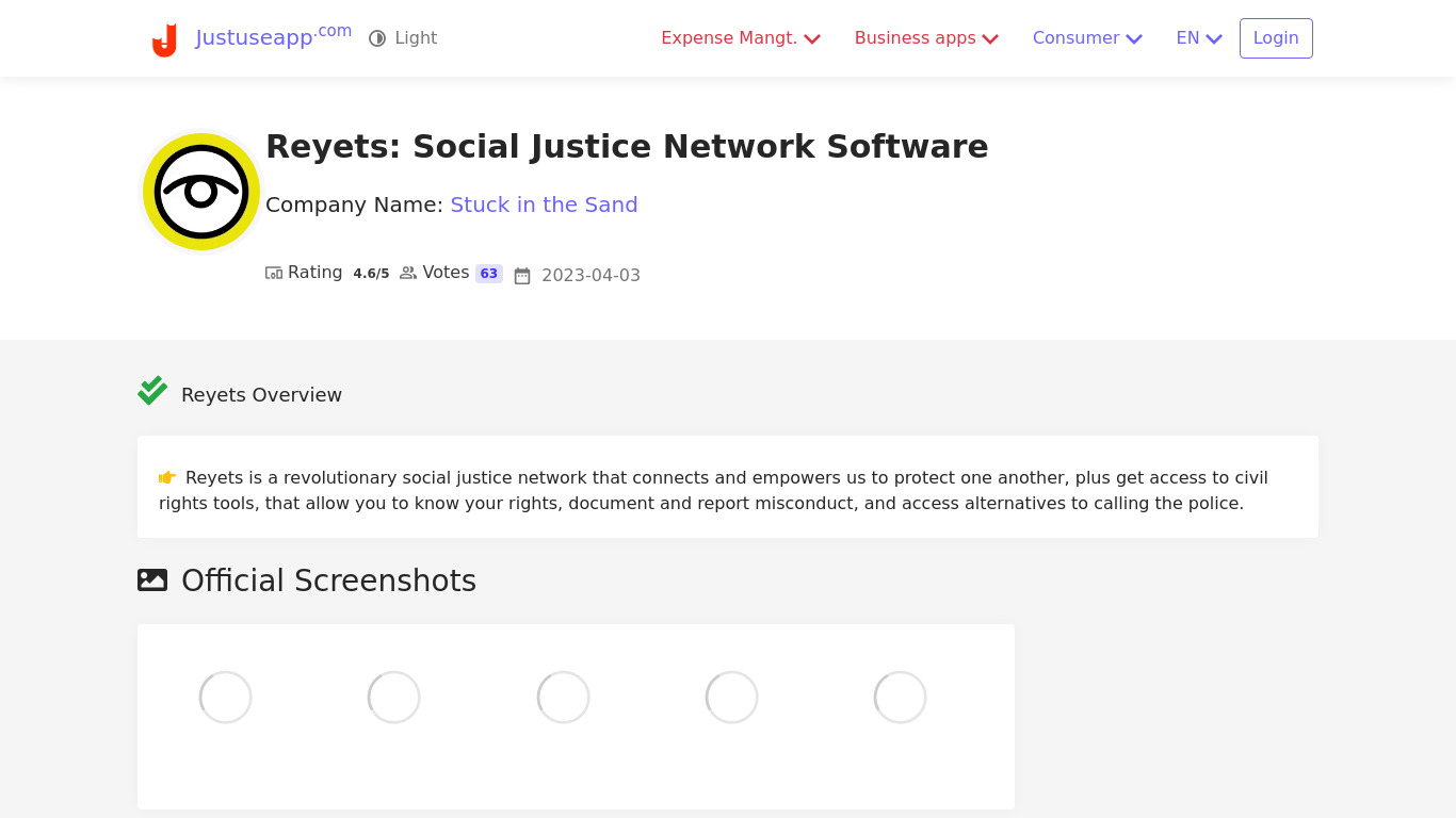 REYETS: Social Justice Network Landing page