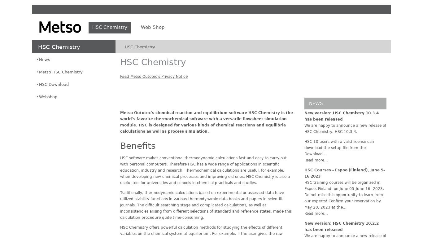 HSC Chemistry Landing page