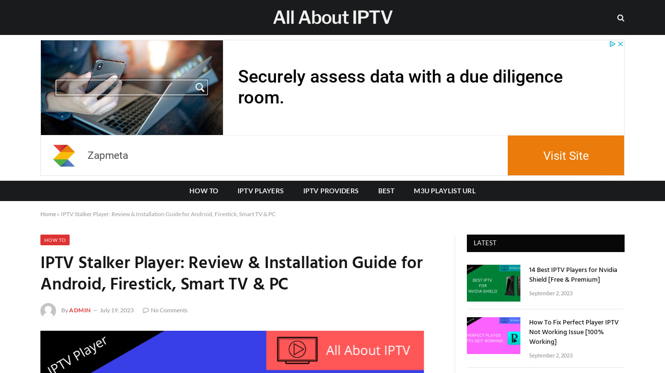 IPTV Stalker Player Landing page