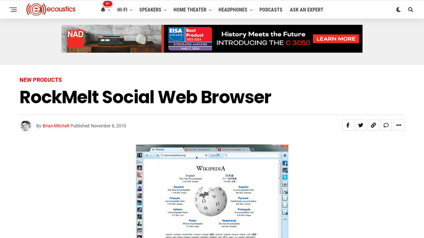 Rockmelt Browser Landing Page