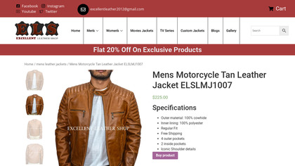 Mens Motorcycle Tan Leather Jacket image