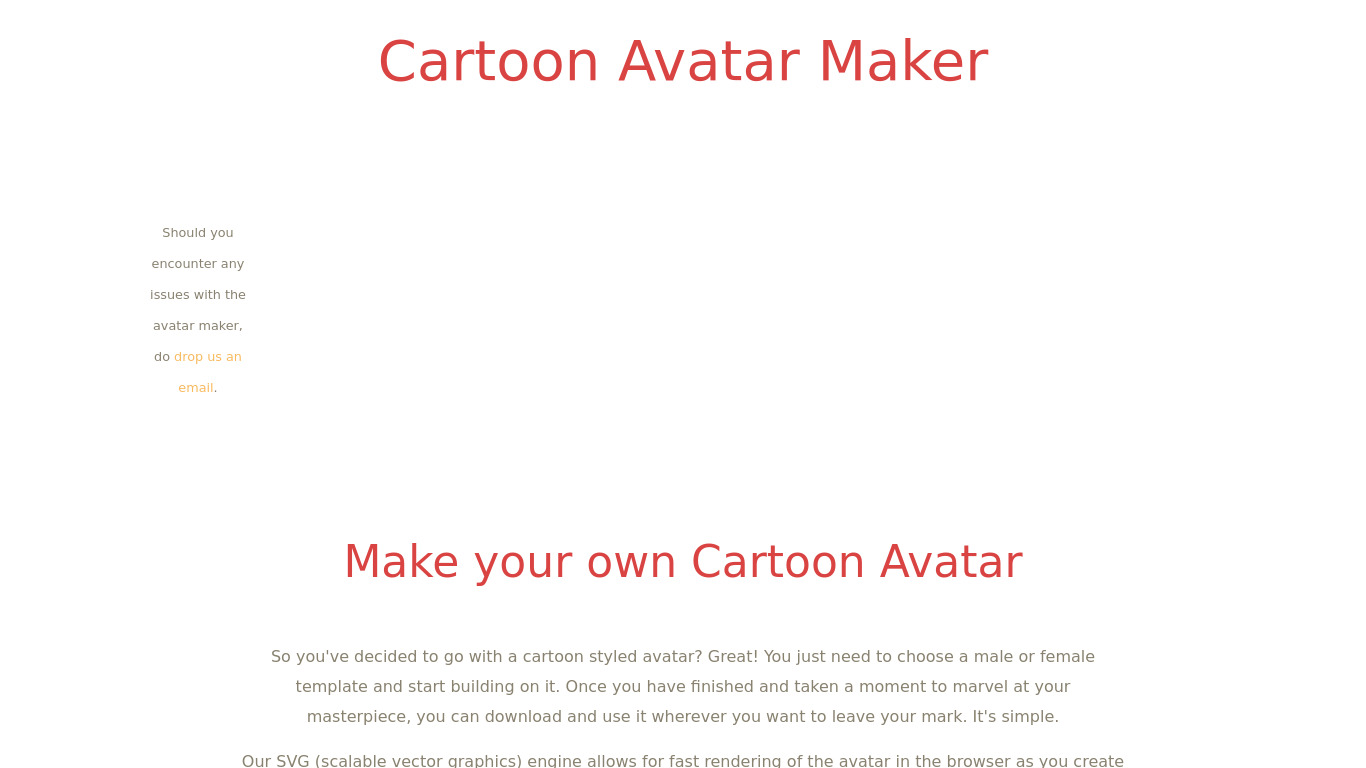 Personal Cartoon Avatar Maker Landing page