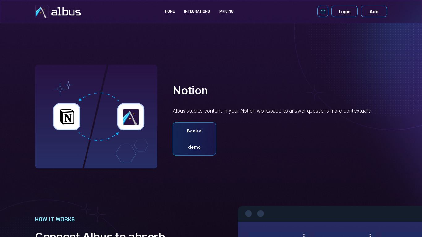 Albus for Notionᵀᴹ Landing page