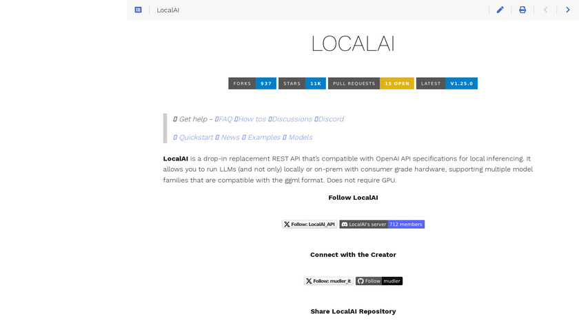 LocalAI Landing Page