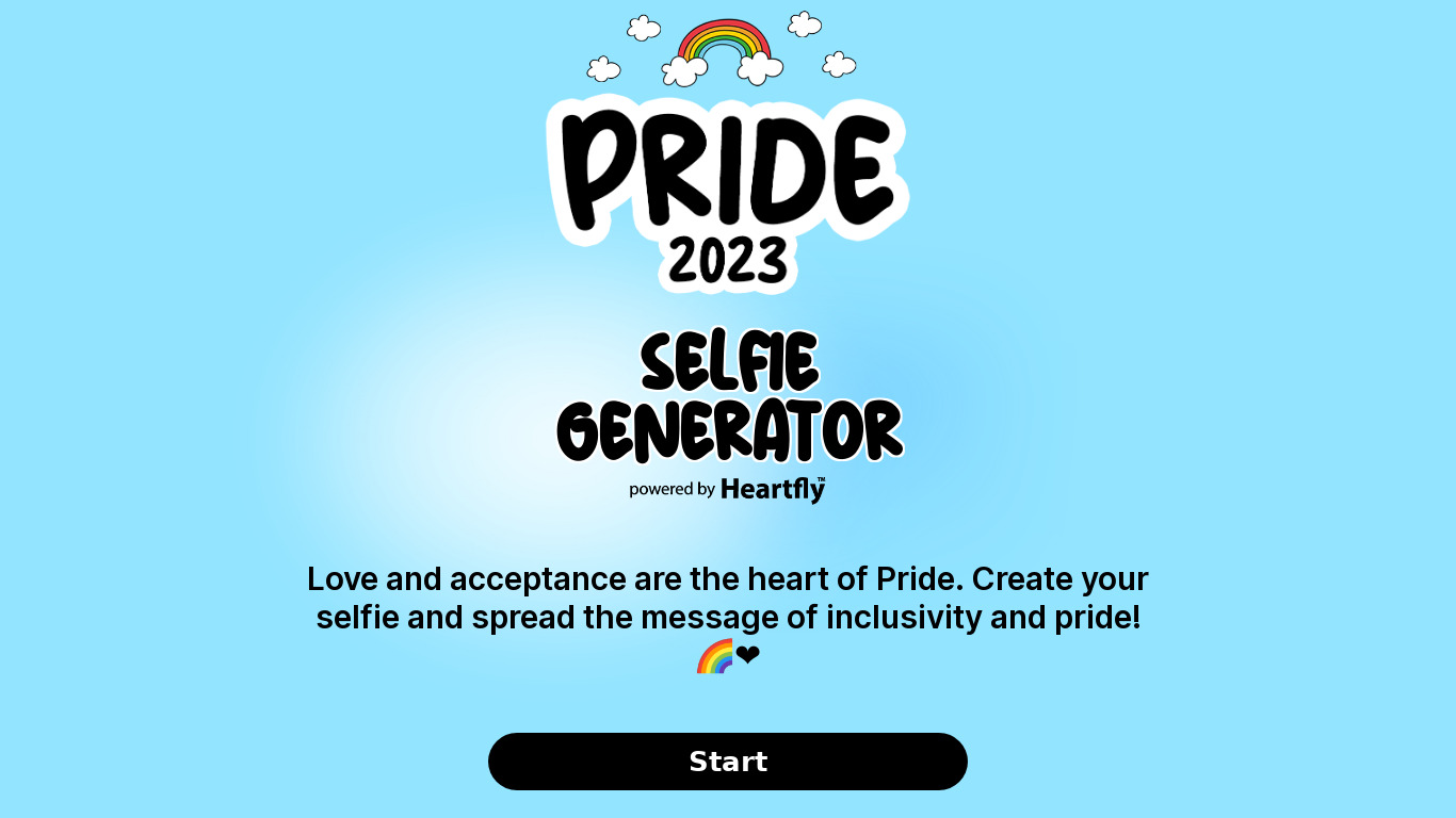 Pride Selfie Generator Landing page