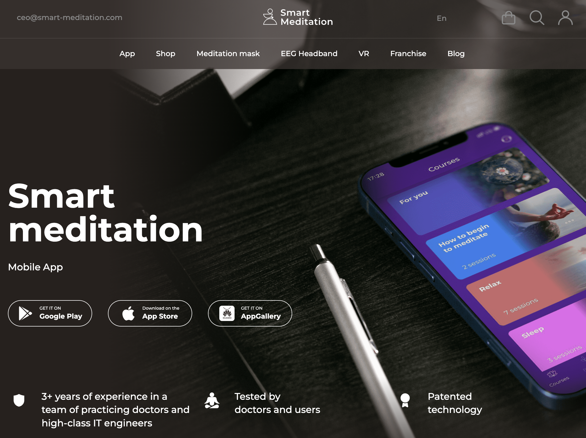 Smart Meditation App Landing page