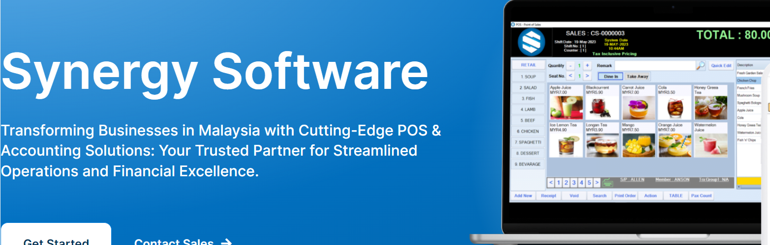 Synergy Software POS Landing page