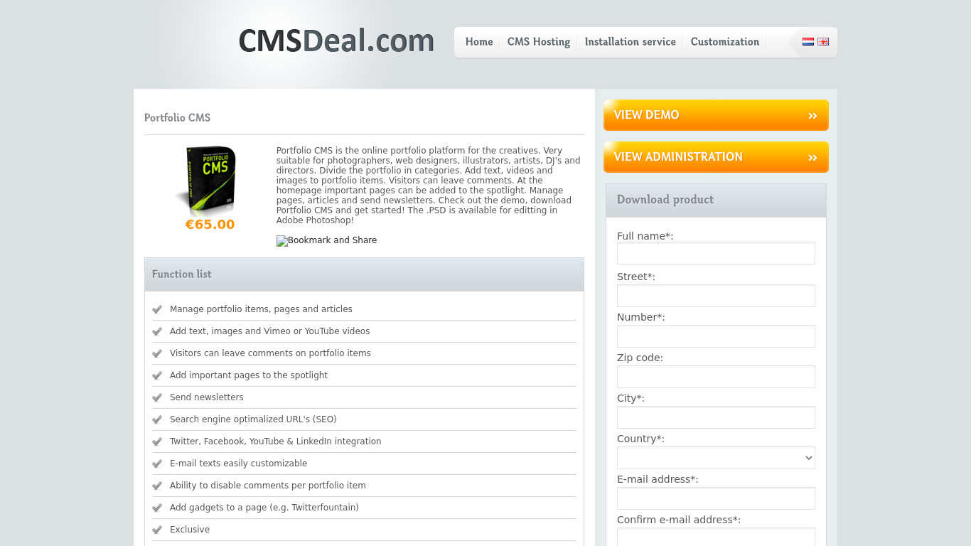 Portfolio CMS Landing page