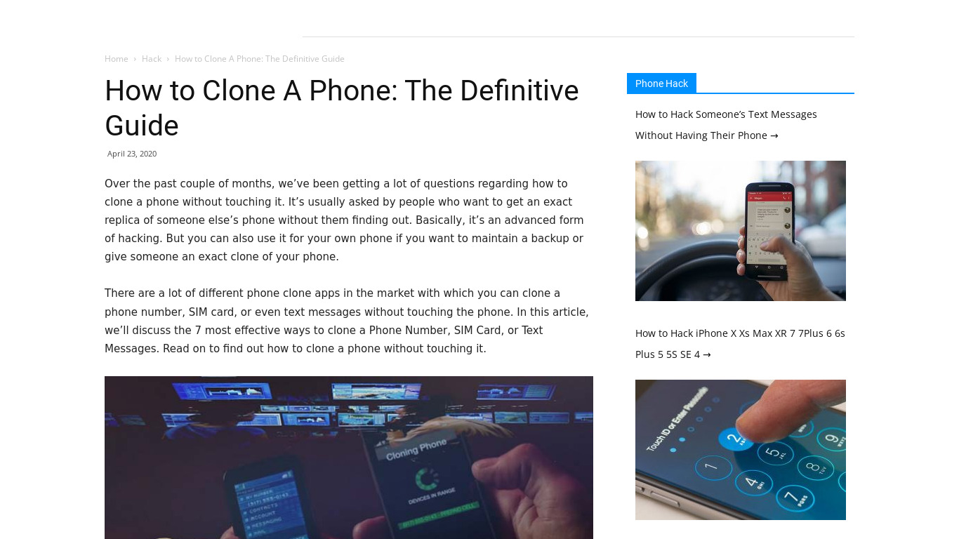 iPhone Text Clone Landing page