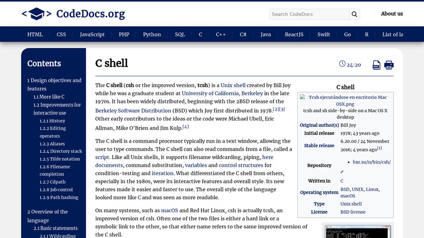 C Shell Landing Page