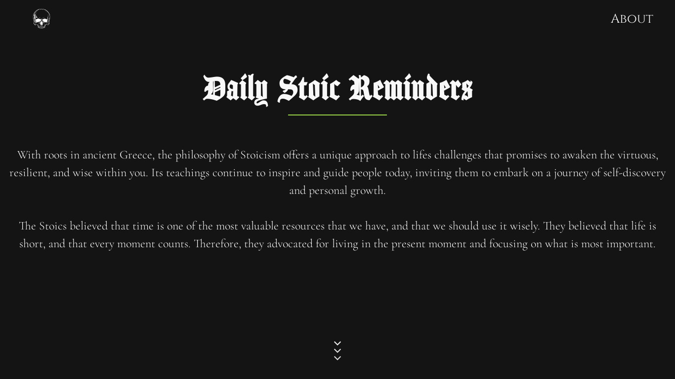 Daily Stoic Reminders Landing page