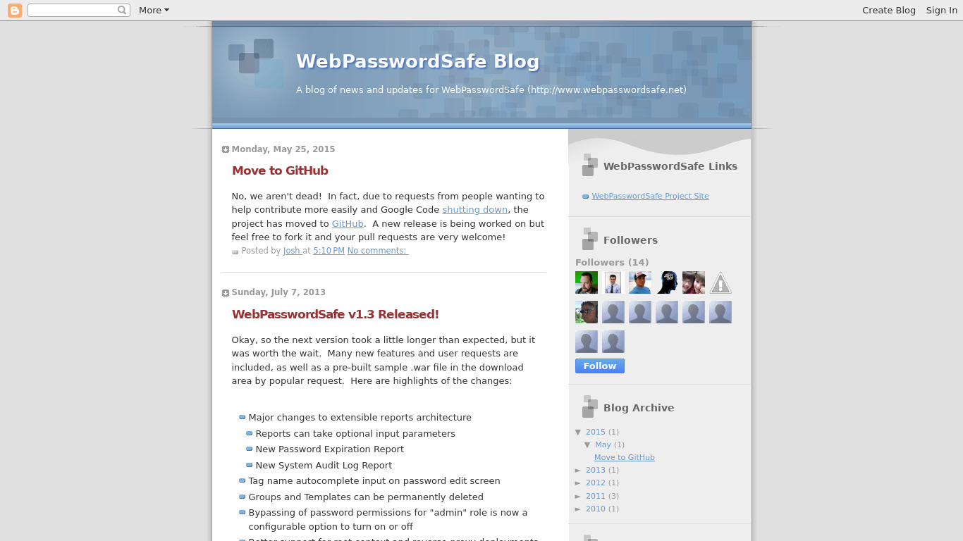 WebPasswordSafe Landing page