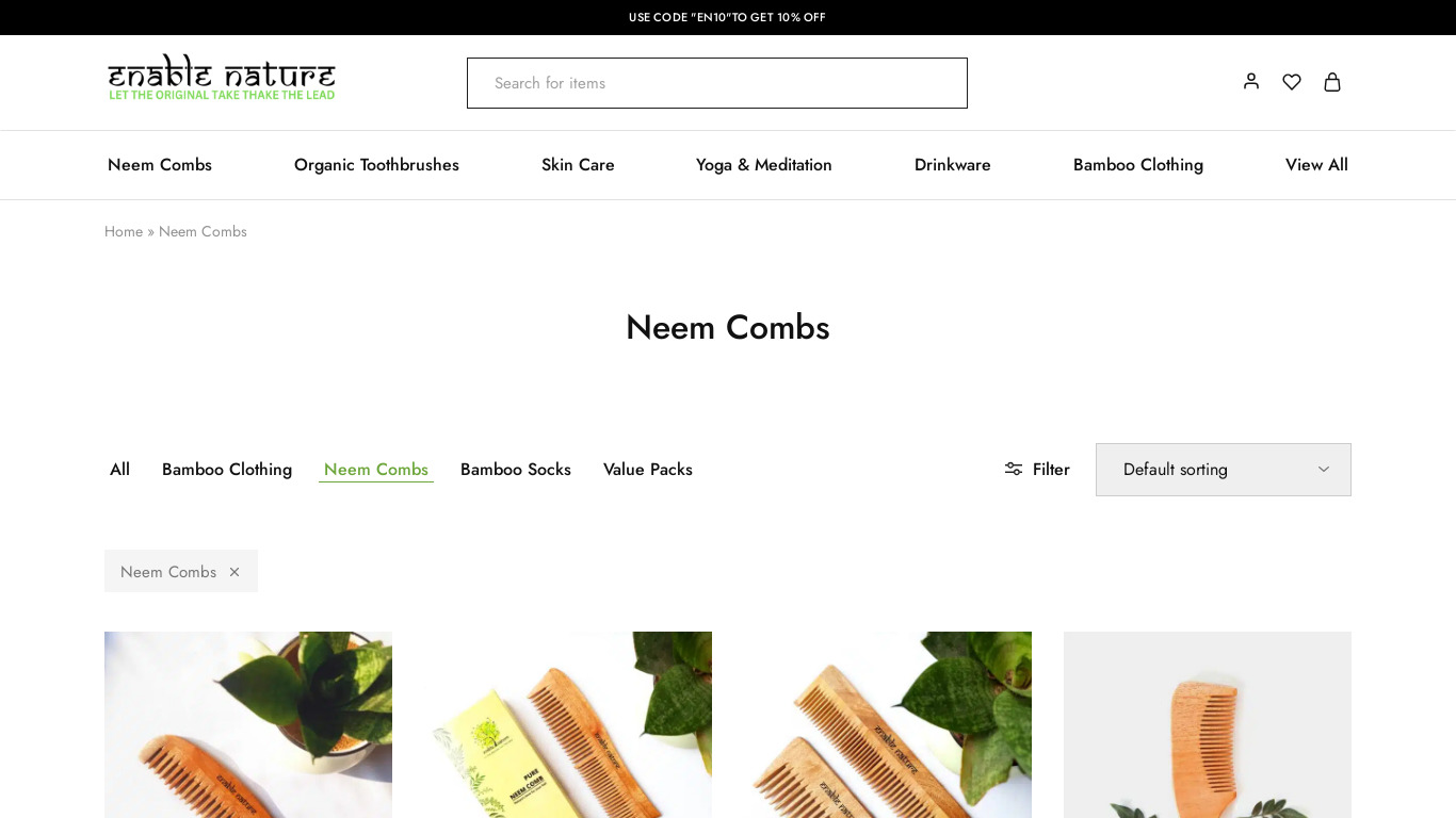 Neem Wood Comb Landing page