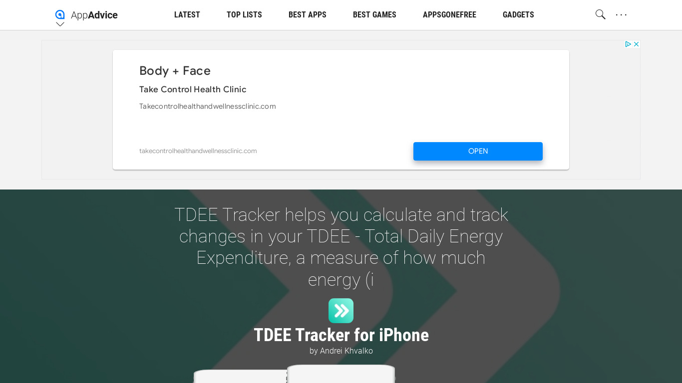 TDEE Tracker for iPhone Landing page