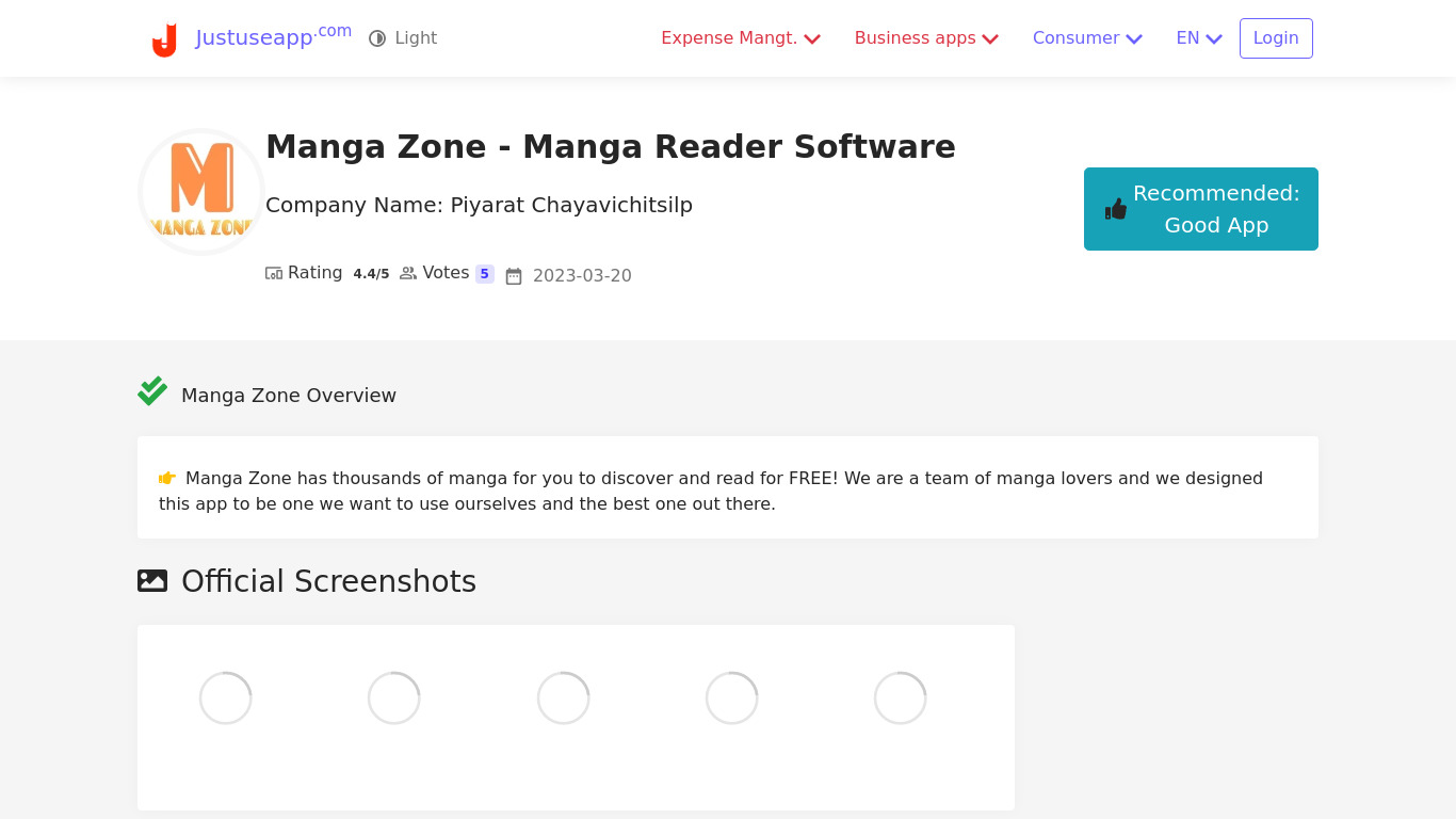 Manga Zone – Manga Reader Landing page