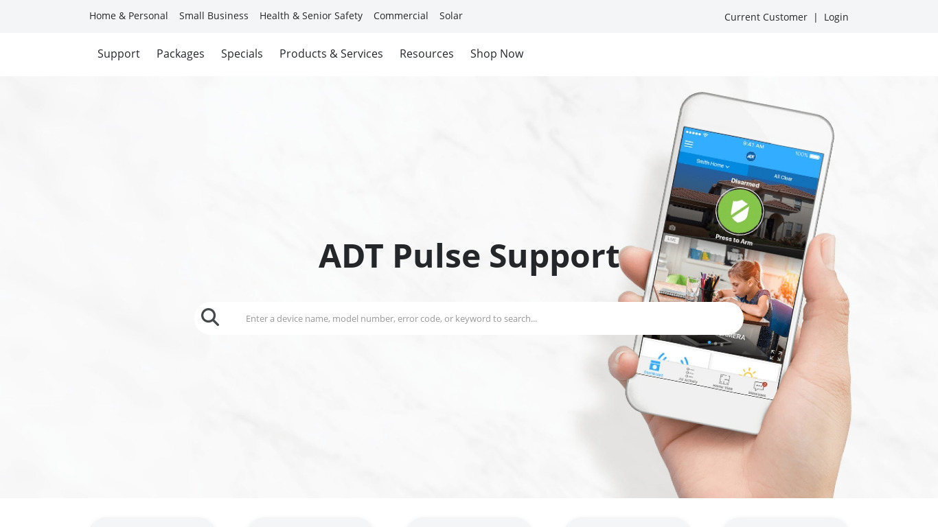 ADT Pulse Landing page