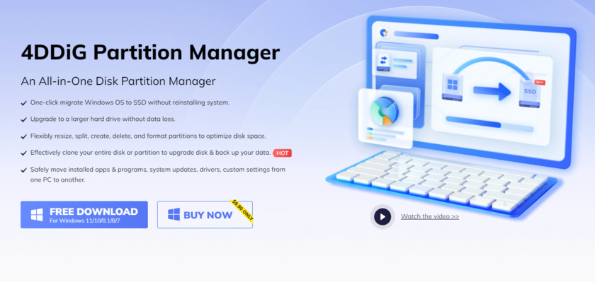 4DDiG Partition Manager Landing Page