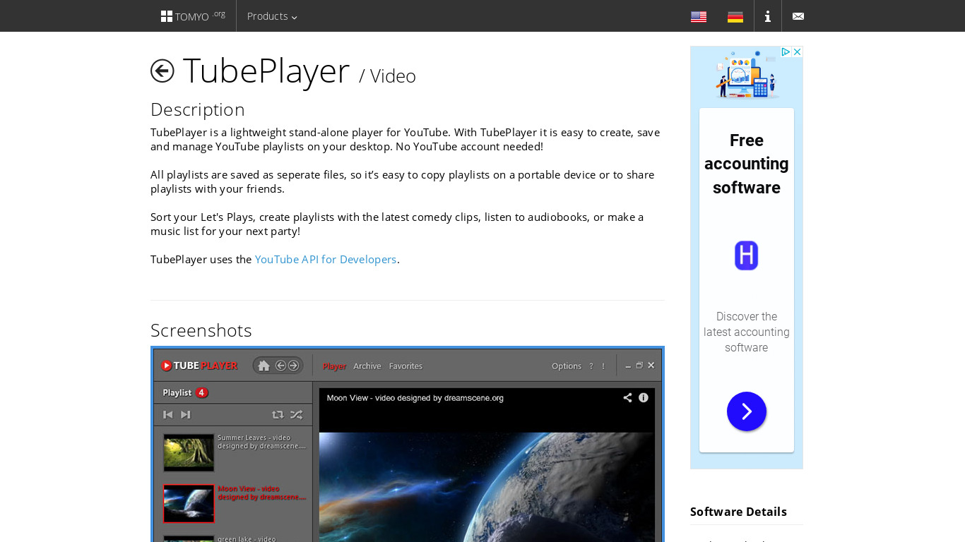 Y-Tube Player Landing page