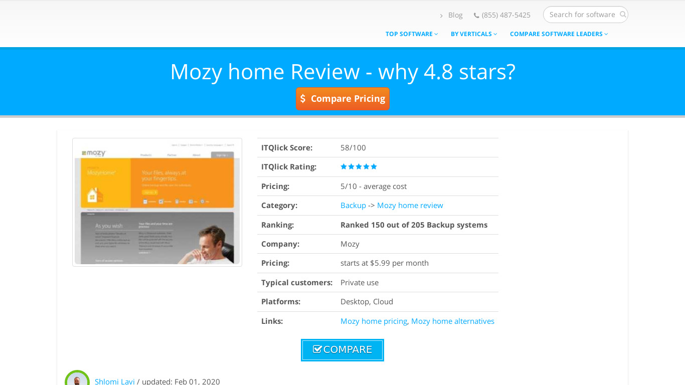Mozy home Landing page