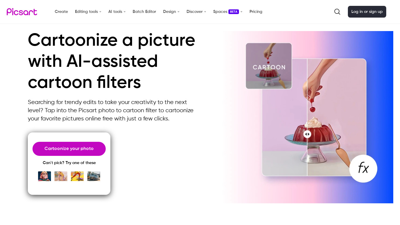 Photo To Cartoon Yourself Edit Landing page