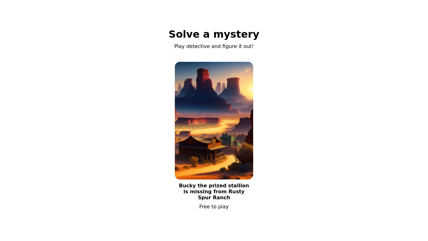 Mysteries.ai Landing page