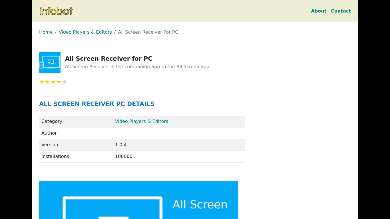 All Screen Receiver Landing page