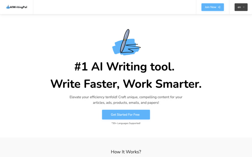 AIWritingPal Landing Page