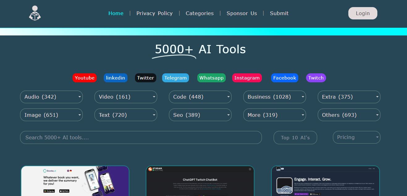 AI Tools Update Landing page