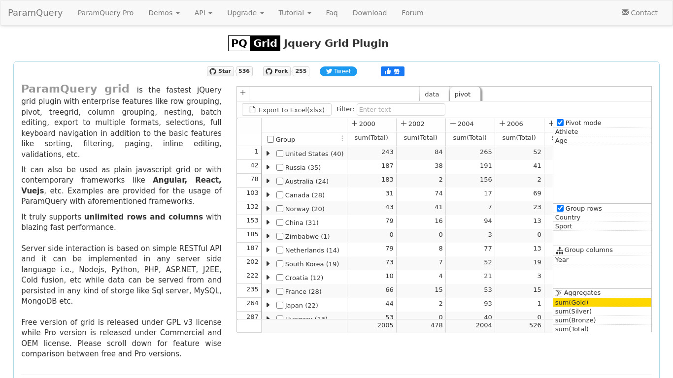ParamQuery Grid Landing page