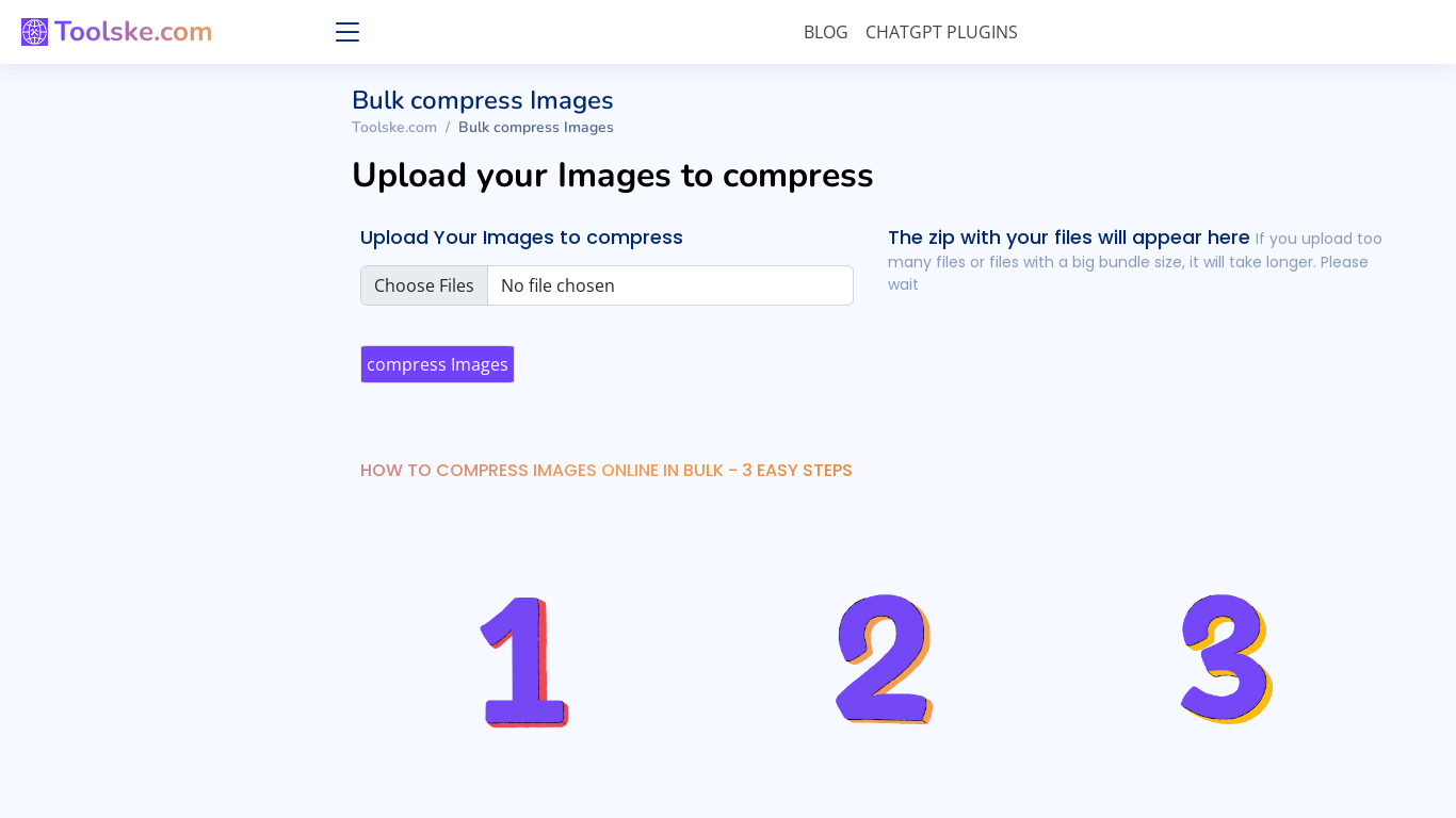Bulk Images Compressor Landing page