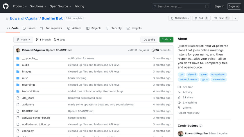 BuellerBot - Online Meetings Automated Landing Page