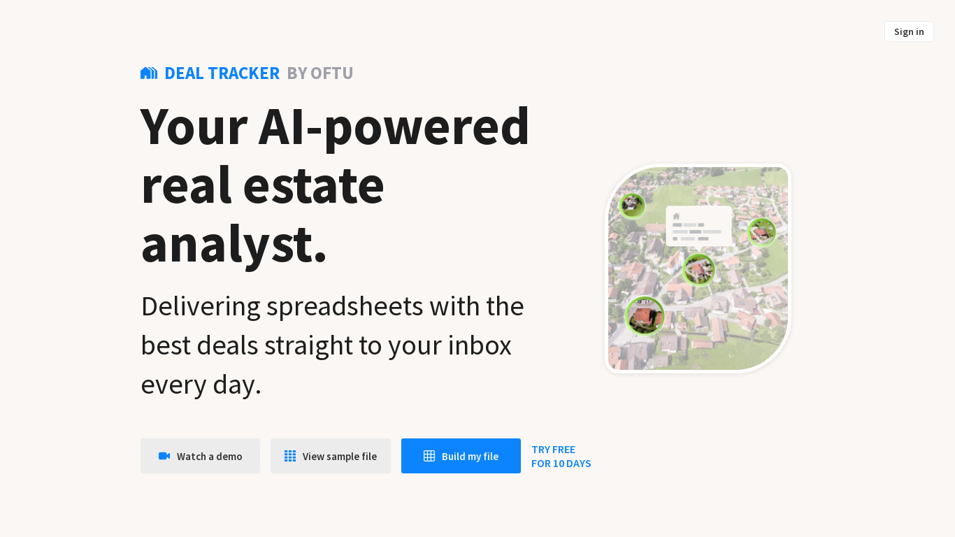 Deal Tracker AI Landing page