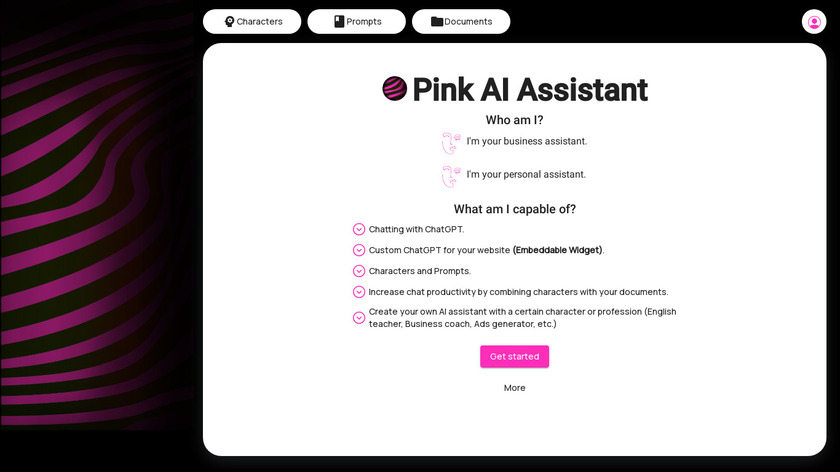 Pink AI Assistant Landing Page
