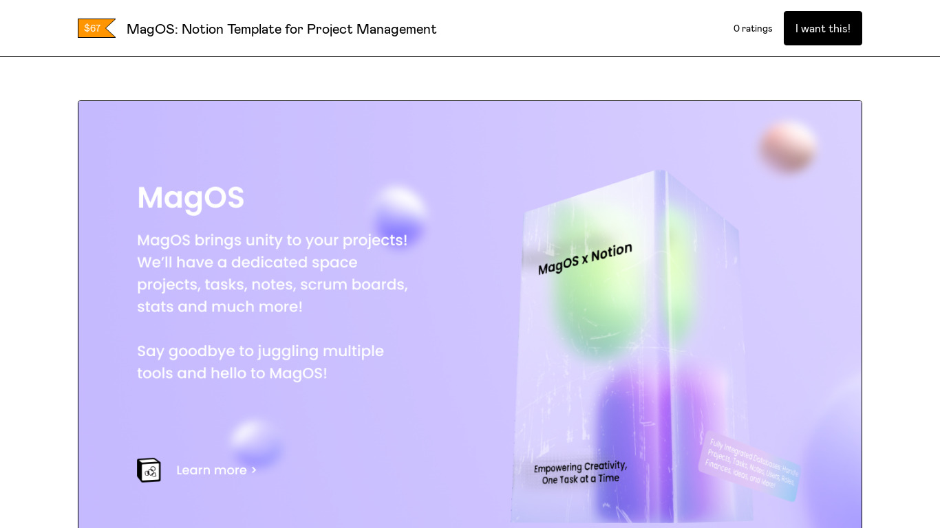 MagOS: Notion Project Management Landing page