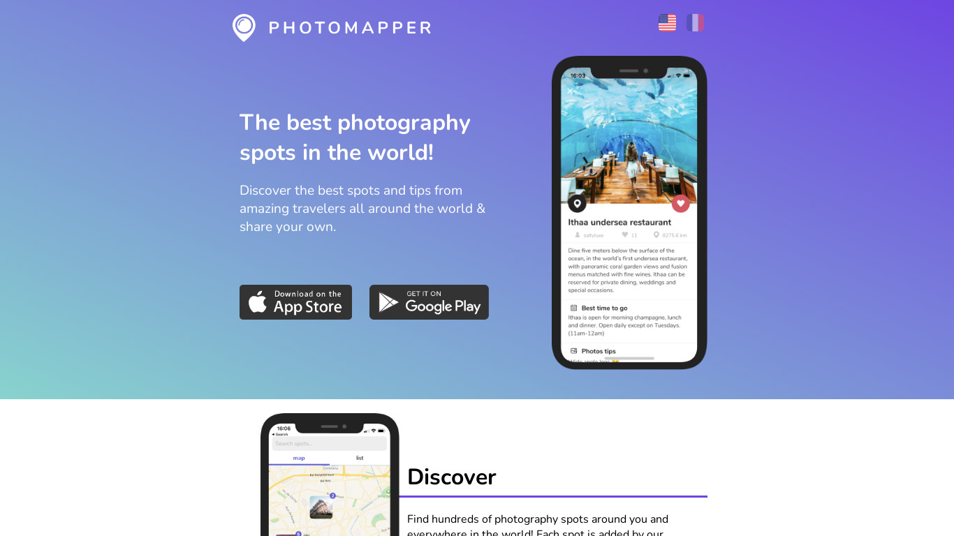 PhotoMapper Landing page