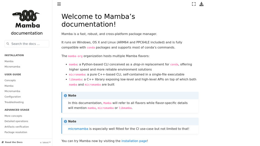 Mamba Landing Page