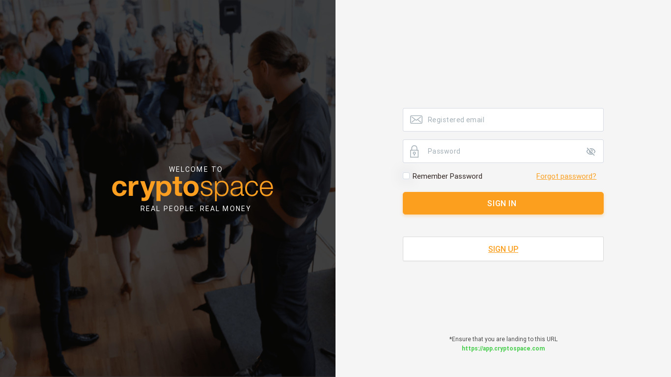 CryptoSpace Landing page