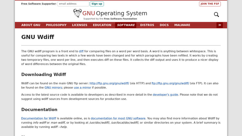 GNU Wdiff Landing Page