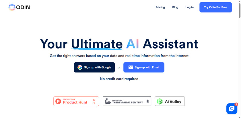 Odin AI Landing Page