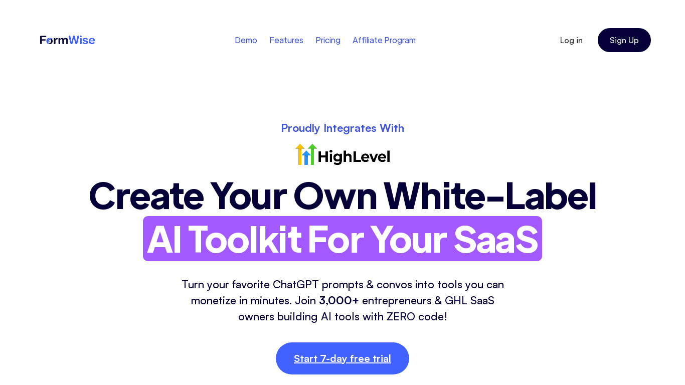 FormWise.AI Landing page