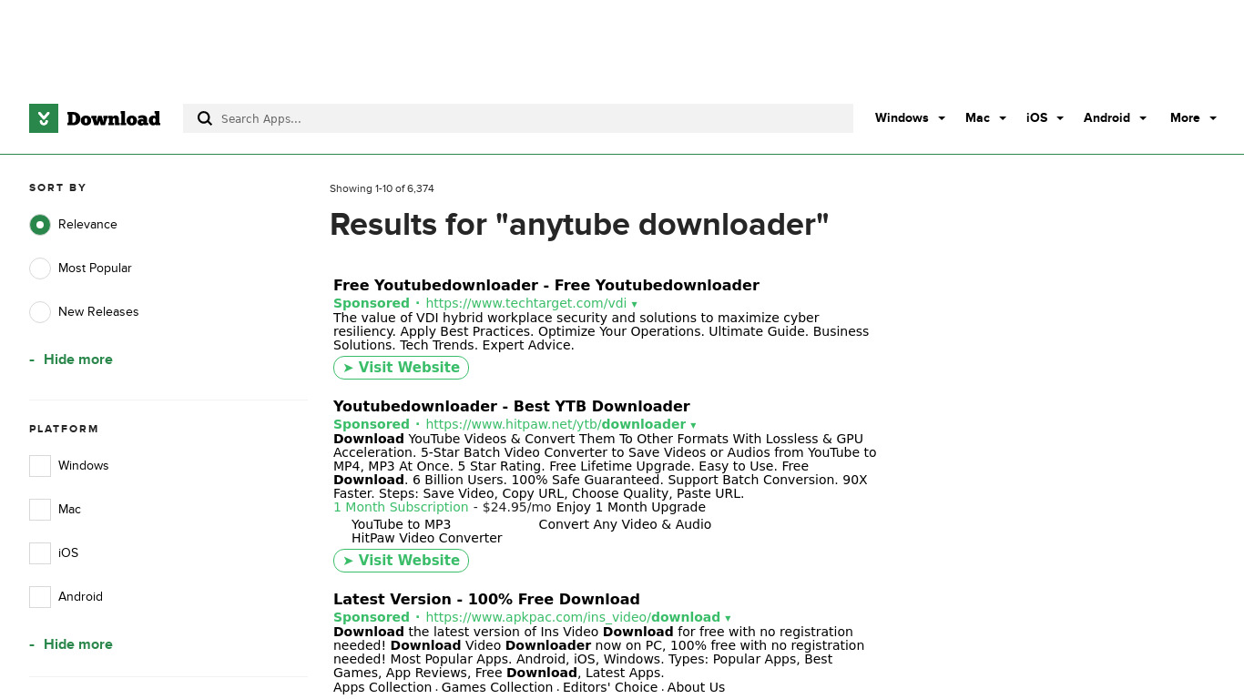 AnyTube Downloader Landing page