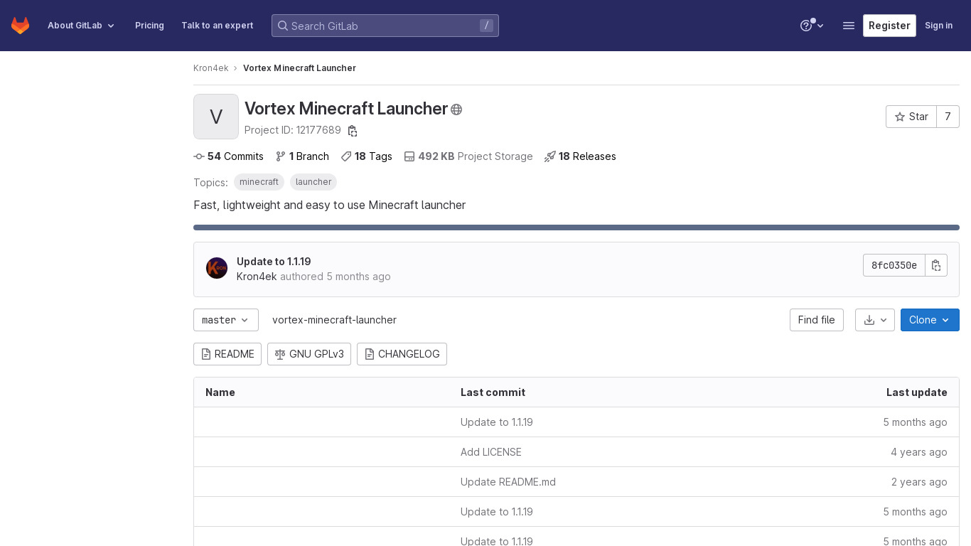 Vortex Minecraft Launcher Landing page