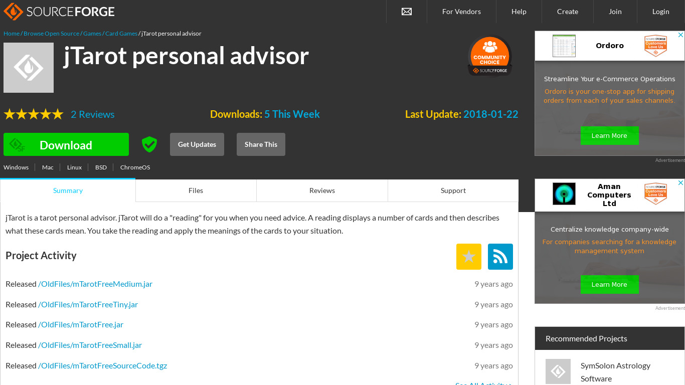 jTarot personal advisor Landing page