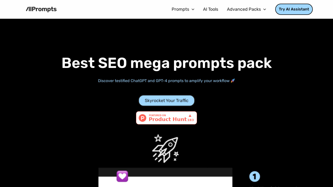 SEO Mega Prompts - allPrompts Landing page